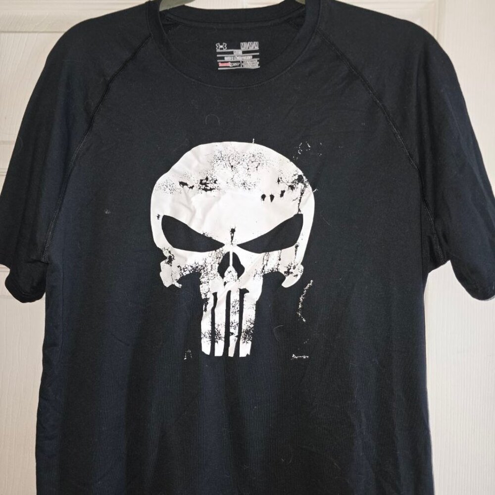 Under Armour x Marvel HeatGear Loose Punisher Black T-Shirt Men's Medium M Rare